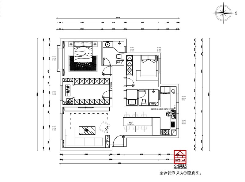 國(guó)赫天著130㎡戶型平面布置圖